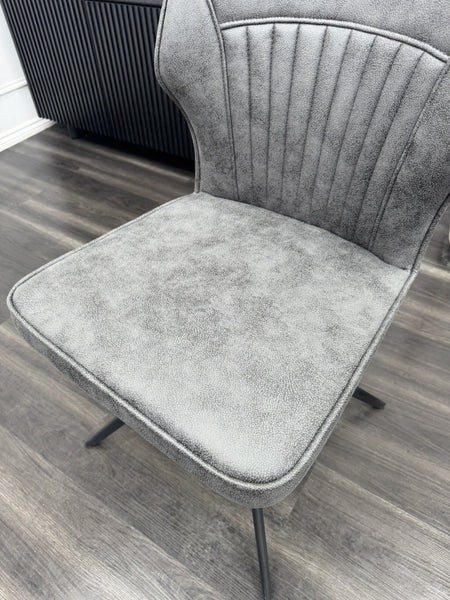 Furniture Village Aydin Charcoal Grey Faux Leather Swivel Dining Chair2