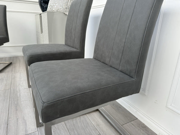Furniture Village Grigio Pair of Grey Suede Dining Chairs6