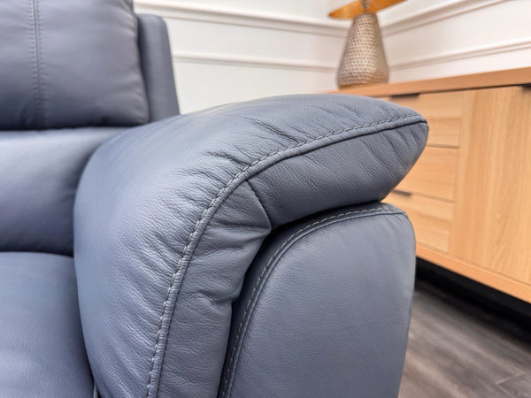 DFS Power Recliner Armchair Navy Blue Leather2