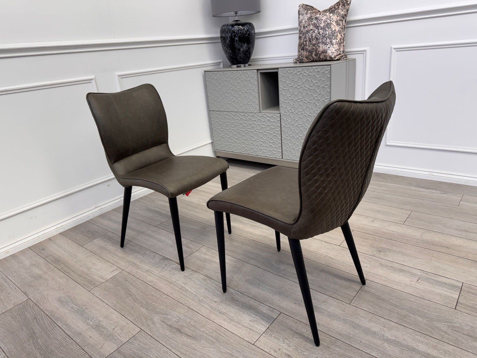 Furniture Village Murcia Grey Faux Leather Pair Of 2  Dining Chairs0