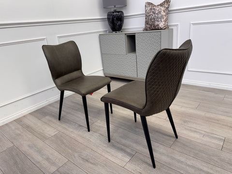 Furniture Village Murcia Grey Faux Leather Pair Of 2  Dining Chairs0