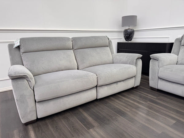 Furniture Village 3+3 Seater Sofa Set Power Recliner Grey Velvet7