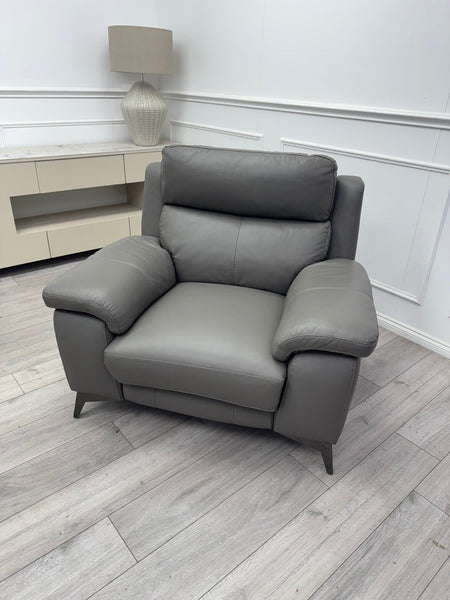 Furniture Village Missouri Power Recliner + Headrest Grey Leather Armchair7