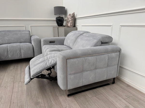 Sofology Marvella 2.5 + 2 Seater Sofa Set Flecked Silver Fabric Power Recliner2