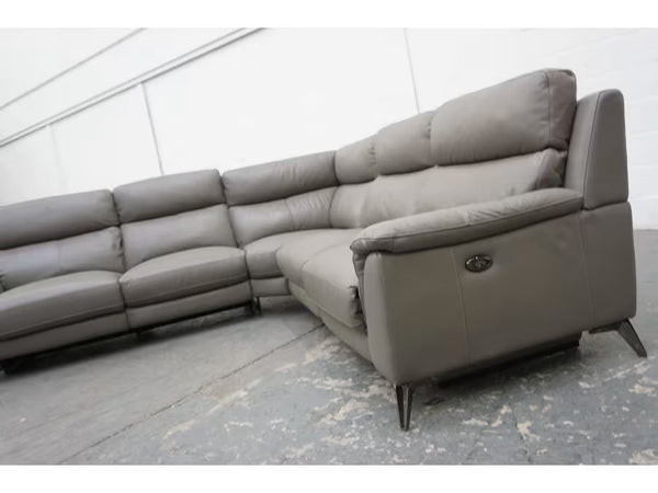 Furniture Village Contempo elephant grey leather power recliner corner sofa2