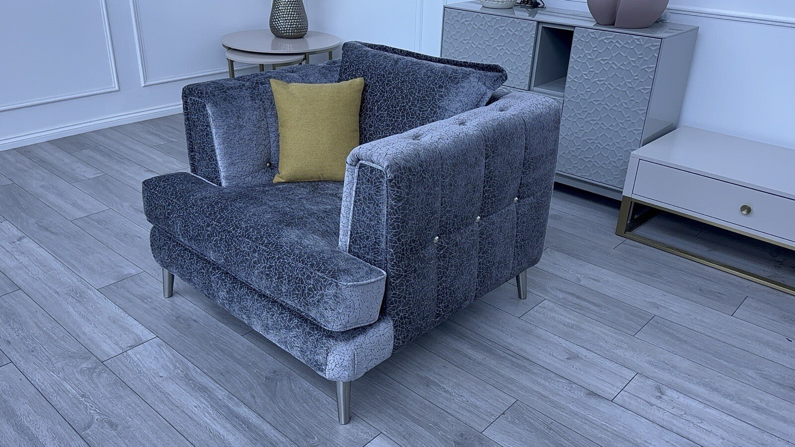 DFS Roulette New Grey Fabric Armchair0