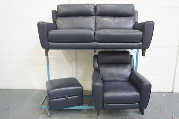 Furniture Village Zen leather standard 3 seater & Power Recliner Armchair Set0