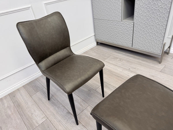 Furniture Village Murcia Grey Faux Leather Pair Of 2  Dining Chairs2