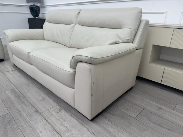 Furniture Village Hetty 3 + 3 Seater Sofa Set in Ivory/Off White Leather1