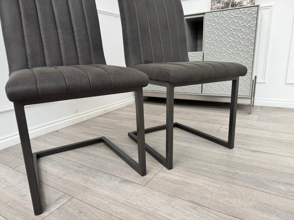 Furniture Village Grigio Pair of Charcoal Grey Suede Dining Chairs1