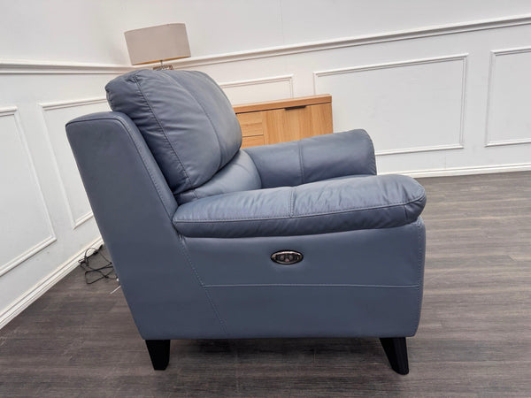 DFS Power Recliner Armchair Navy Blue Leather8