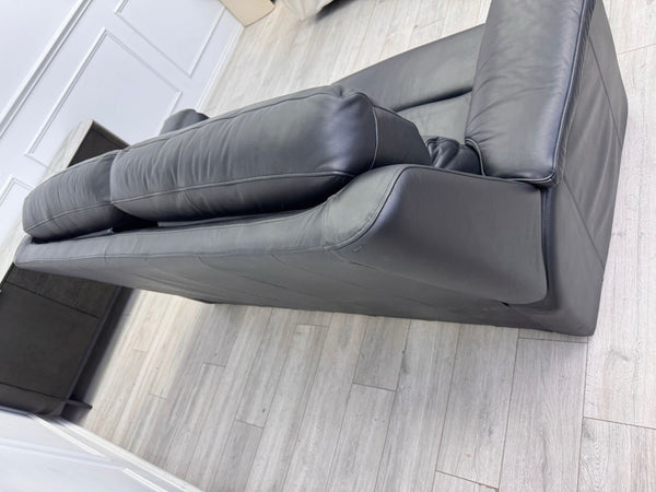 G PLAN Thornbury Static 3 Seater Sofa In Jet Black Leather3