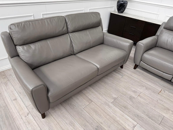 Furniture Village Zen Grey Leather Static 3 Seater  + Recliner 2 Seater Sofa Set10