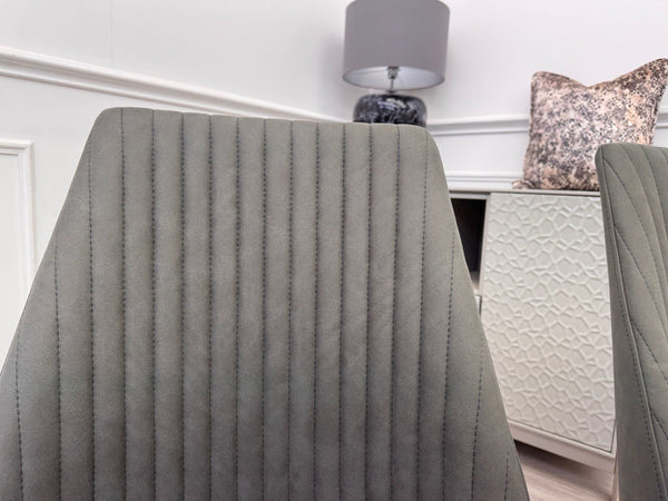 Furniture Village Grigio Pair of Grey Suede Swivel Dining Chairs6