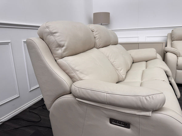 G Plan Kingsbury Cambridge Stone Leather Power Recliner 3 Seat + Static 2 Seat9