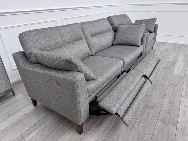 Furniture Village UNIQA Grey Fabric 3 Seater Power Recliner & Loveseat Sofa Set4