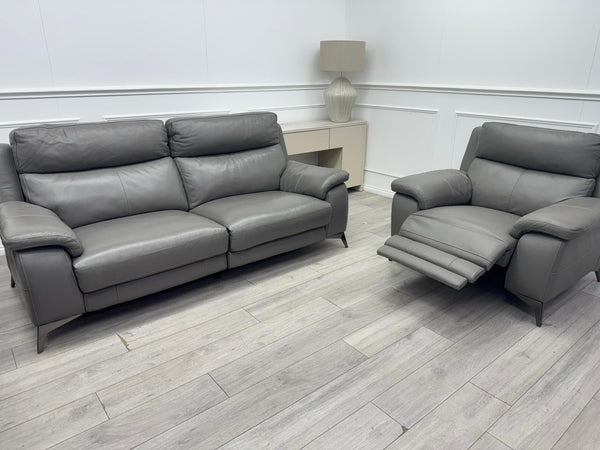 Furniture Village Missouri Power Recliner 3 Seater Sofa Set & Armchair Grey0