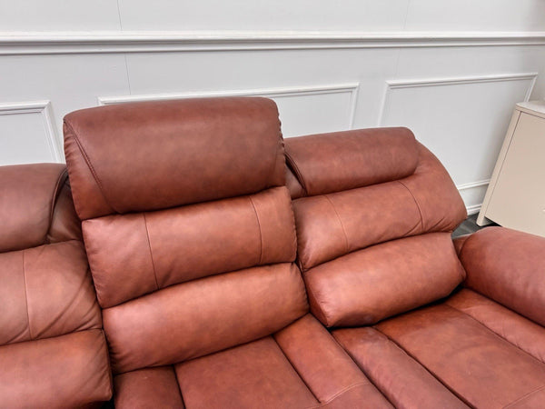 LA Z BOY Staten Power Recliner 3 Seater Sofa & 2x Static Chair Set Brown Leather22