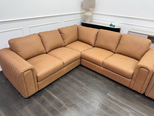 Sofology Tan Brown Leather Symmetrical Corner Sofa (Not Recliner)2