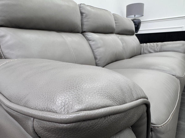 Furniture Village Power Recliner Grey Genuine Leather 3+1 Seater Sofa Set4