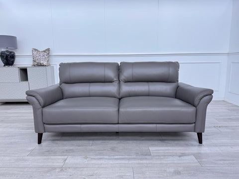 Furniture Village Winner Grey Genuine Leather 3 Seater Sofa0