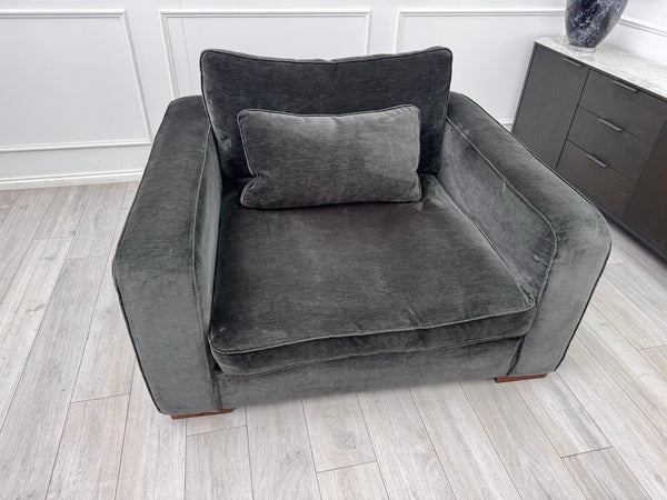 Sofology Cavalli Loveseat Charcoal Grey Denim Chenille Fabric2