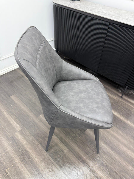 Furniture Village Crete Grey Leather Swivel Dining Chair5