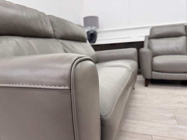 Furniture Village Zen Grey Leather Static 3 Seater  + Recliner 2 Seater Sofa Set18