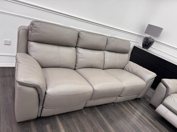 Furniture Village Power Recliner Grey Genuine Leather 3+1 Seater Sofa Set3