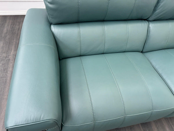 FV Homestage Leather 3 Seater Power Recliner & Headrest Lake Green8
