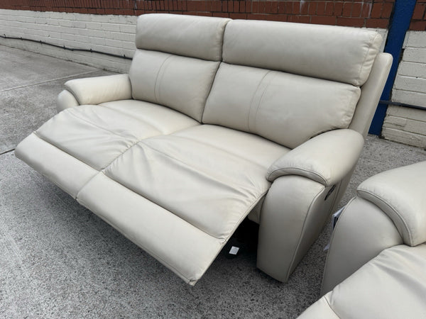 LA-Z-BOY WINCHESTER LEATHER POWER RECLINER 3 SEATER SOFA & ARMCHAIR SET - Cream4