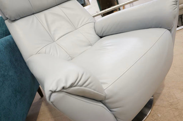 Parker Knoll Design baby blue leather rocking swivel armchair3