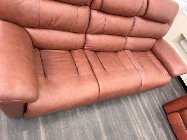 LA Z BOY Staten Power Recliner 3 Seater Sofa & 2x Static Chair Set Brown Leather17