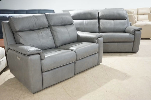 G Plan Ellis texas charcoal leather electric reclining 3 + 2 seater sofa Set0