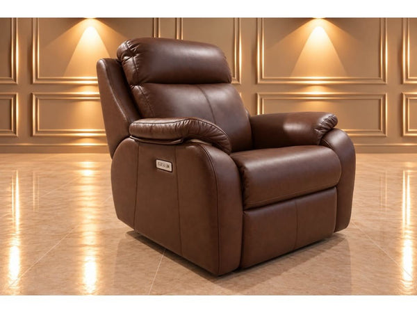 G Plan Kingsbury capri oak leather armchair power recliner headrest lumbar0