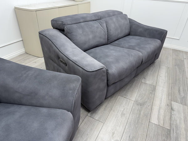 FV Xavier Grey Velvet 3+2 Seater Sofa Set Power Recliners & Headrests23