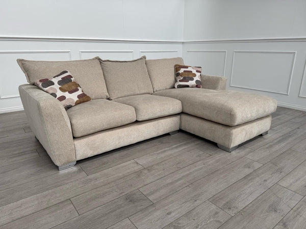 Furniture Village Sofia Beige Fabric Corner Sofa with Chaise End1