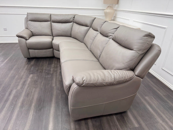 Furniture Village Snug Static L-Shape Corner Sofa In Grey Leather5