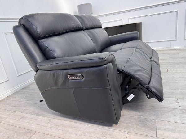 LA Z BOY PARIS Power Recliner 3 Seater Sofa In Black Leather Power Headrest1
