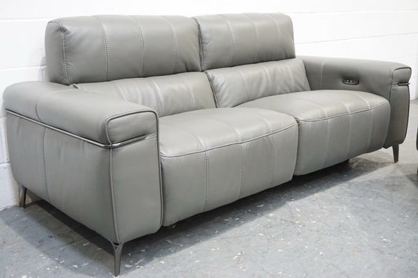 FV Homestage Grey Leather 3+2 Seater Sofa Set Pwr Recliner & Headrest (Delivery)2