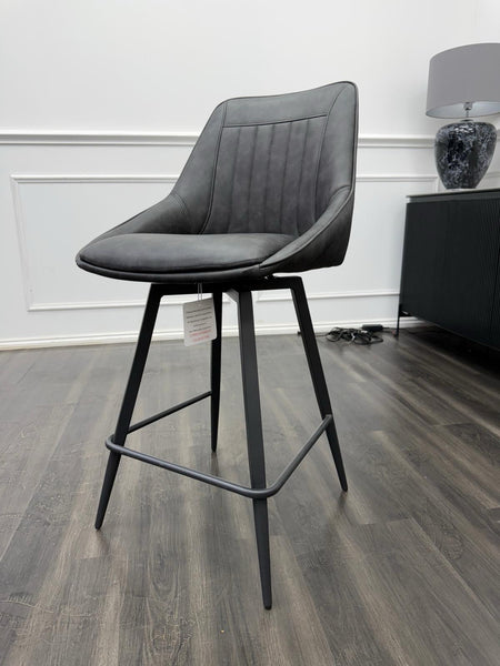 Furniture Village Crete charcoal grey faux leather dining barstool (Pre-sale)2