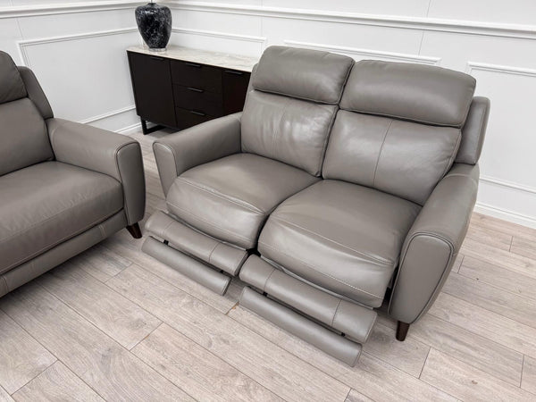 Furniture Village Zen Grey Leather Static 3 Seater  + Recliner 2 Seater Sofa Set8