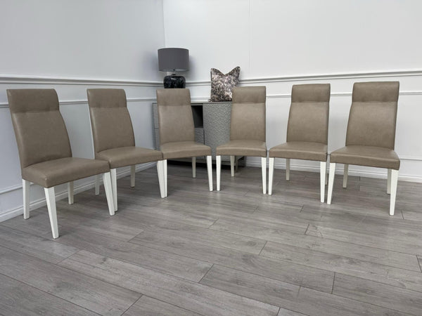 ALF Fascina Set of 6 Faux Leather Dining Chairs Taupe/ Cream RRP £3,44719