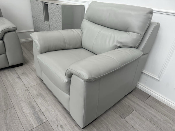 Furniture Village Light Grey Leather Sofa 3 Seater & Armchair Sofa Set8