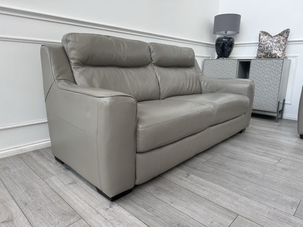 FURNITURE VILLAGE Light Taupe/Grey Genuine Leather Static 3 + 3 Seater Sofa Set10