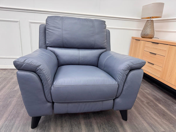 DFS Power Recliner Armchair Navy Blue Leather7