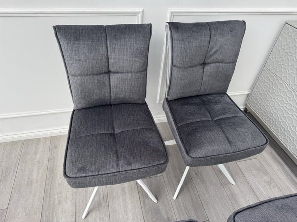 Furniture Village Glacier Set Of 4 Swivel Dining Chairs Dark Grey Fabric9