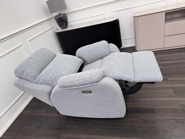 G Plan Kingsbury Power Recliner Armchair Woven Light Blue/ Grey RRP £24255