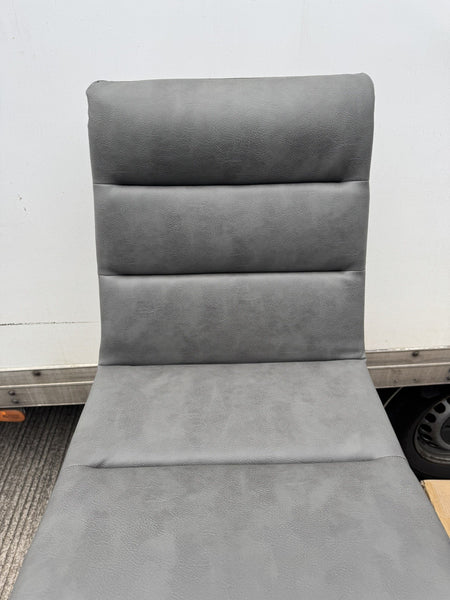 Furniture Village Njord Grey Leather Swivel Dining Chair7