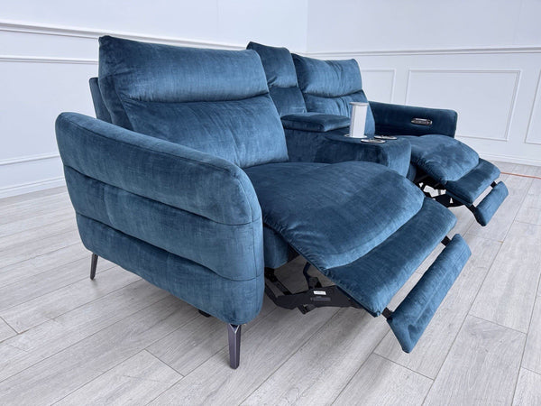 Sofology Renato 2.5 Seater Sofa + Centre Console Navy Blue Velvet Fabric1